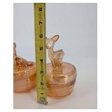 Amber Glass Jars with Deer Topper Lids (Lot of 3)