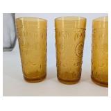 Amber Glass Tumblers - Starburst Pattern (Set of 5)