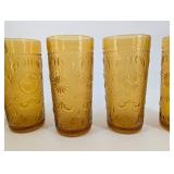 Amber Glass Tumblers - Starburst Pattern (Set of 5)