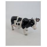Holstein Cow Ceramic Figurine - Black & White Glazed Farm Animal
