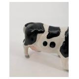 Holstein Cow Ceramic Figurine - Black & White Glazed Farm Animal