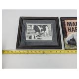 Two Cow Art Prints - Framed Black & White Cattle, Manure Happens Sign