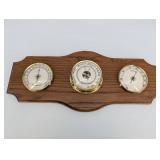 Thermostar Three-Gauge Weather Station on Wood Plaque - Thermometer, Barometer, Hygrometer