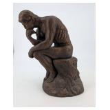 Signed Rodin The Thinker Bronze Sculpture on Rock Base - 12 Inches Tall