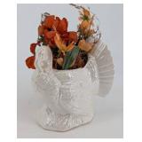 White Ceramic Turkey Vase Planter - 8 in Tall