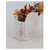 White Ceramic Turkey Vase Planter - 8 in Tall