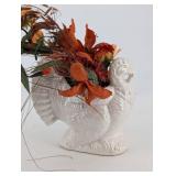 White Ceramic Turkey Vase Planter - 8 in Tall