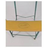 Vintage Metal Doll High Chair - Teal Frame With Yellow Tray And 2-Step Footrest