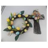 Easter Cross Wreath with Glitter Pastel Eggs on Twig Base