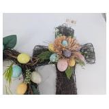 Easter Cross Wreath with Glitter Pastel Eggs on Twig Base