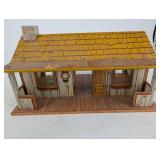 Vintage Metal Doll House with Porch, Interior Details & White Fence Panels