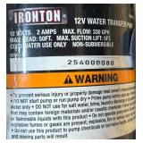 Ironton 12V Water Transfer Pump, 330 GPH, 1/10 HP, 3/4in. Ports #107794 Msrp $77.99