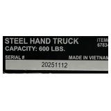 Ironton Steel Pneumatic Hand Truck, 600-Lb. Capacity, 16.93in.L x 21.65in.W x 51.57in.H #67834 Msrp $67.99
