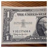 1957B Silver Certificate Circulated Banknote :: Blue Seal :: high numbers :: in excellent condition