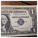 1957B Silver Certificate Circulated Banknote :: Blue Seal :: high numbers :: in excellent condition