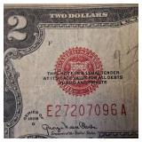 Vintage 1928-G Two Dollar, Red Seal Bill on the left side, Circulated Paper Money and Highly Collectible