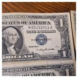 6 Total Circulated Silver Certificate Blue Seal Banknotes  Both 1957 and 1957A series