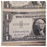 6 Total Circulated Silver Certificate Blue Seal Banknotes  Both 1957 and 1957A series