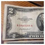 2 x Two Dollar Banknotes :: Red Seal! :: 'United States Notes' Series A and a Star Note! :: circulated