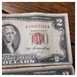 2 x Two Dollar Banknotes :: Red Seal! :: 'United States Notes' Series A and a Star Note! :: circulated