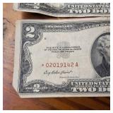 2 x Two Dollar Banknotes :: Red Seal! :: 'United States Notes' Series A and a Star Note! :: circulated