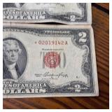 2 x Two Dollar Banknotes :: Red Seal! :: 'United States Notes' Series A and a Star Note! :: circulated