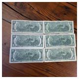 1967 Two Dollar Circulated Banknotes :: 4 of a kind and full house :: Good condition in all 6 notes