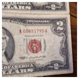 1963 Crisp & Clean RED SEAL 2$ United States Notes (Not federal reserve notes) :: 4 notes total