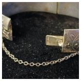 Engraved Cuff with security chain  Sterling Silver