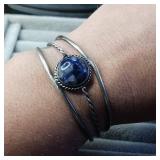 Blue Lapis Lazuli Stone in Sterling Silver Bracelet :: 16.55 mm Stone