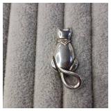 Sterling Silver Cat Pin :: Jezlaine :: Kitty Breech Pin