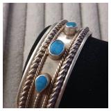 Turquoise Twisted Wire Cuff Bracelet :: 21.6 mm wide ::