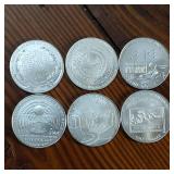 Lot of 6 :: 90% Silver Dollars:  Multiple Year U.S. Mint commemorative coin honoring Great Men!