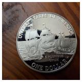 2007-P Jamestown Silver Dollar is a 90% silver commemorative coin :: 26.730 grams