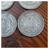 HUGE LOT 6 Coins! 1921 Morgan silver dollars :: Weight: 26.7 grams 90% silver :: Circulated