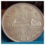 1953 Canada Dollar :: 80% Silver Content :: Canada under Elizabeth II :: 36mm (23.31 grams)