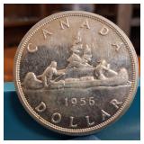 1956 Canada Dollar :: 80% silver :: 36mm (23.31 grams) :: Canada under Elizabeth II