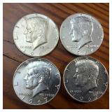 4 x 1967 Kennedy Half Dollars :: 40% silver content :: nice condition