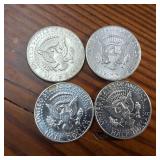 4 x 1967 Kennedy Half Dollars :: 40% silver content :: nice condition