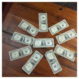 Lot of 10 x 1957b Series Silver Certificates :: Not FRN'S :: includes a star note :: BLUE SEALS!