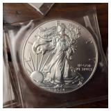 Bulk Lot of 6 total BU 2014 American Silver Eagles .999 Silver :: Weight: 31.1 g Diameter: 40.6 mm