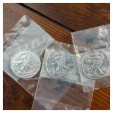 3 x 1 oz .999 Fine Silver Bullion Walking Liberty Coins :: Sealed in APMEX protective sleeves
