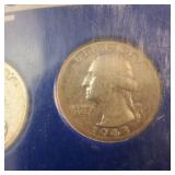 WWII-era silver quarter sets (19421945) contain 90% silver Washington quarters minted during the war