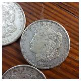Lot of 5 :: 1921 Morgan silver dollars :: Weight: 26.7 grams 90% silver :: Popular by the US Mint!