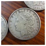 Lot of 5 :: 1921 Morgan silver dollars :: Weight: 26.7 grams 90% silver :: Popular by the US Mint!