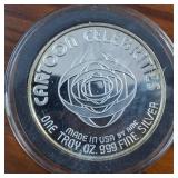 (1987) 1 Troy Ounce .999 Silver Round featuring Super Girl AMC Mint Cartoon Celebrity Series