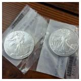 Lot of 2 total BU 2024 American Silver Eagles :: .999 Silver :: Weight: 31.1 g Diameter: 40.6 mm