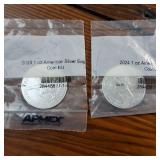 Lot of 2 total BU 2024 American Silver Eagles :: .999 Silver :: Weight: 31.1 g Diameter: 40.6 mm