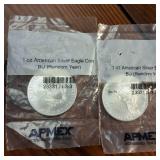 Lot of 2 total BU 2010 American Silver Eagles :: .999 Silver :: Weight: 31.1 g Diameter: 40.6 mm