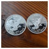 Lot of 2 Bullion Coins (BU) :: Double Eagle :: .999 Fine Silver :: Made in USA ::  1 troy ounce each